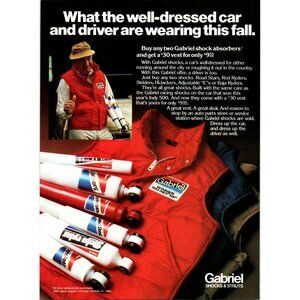 1980 Gabriels Shock Absorbers Shocks Vintage Print Ad Indy 500 Vest Wall Art
